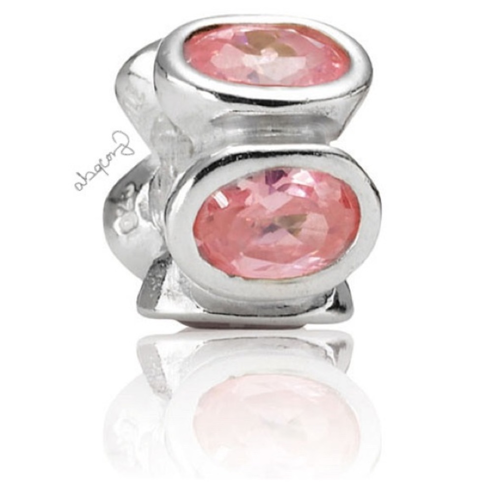 Pandora 790311PCZ Sterling Silver w/ Pink Zirconia Oval Lights Charm EUC